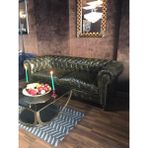 3A Mobilya 3A Green Old Nawy Hakiki Deri Chesterfield - Yeşil