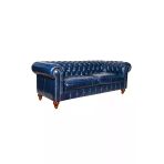 3A Mobilya Blue Gerçek Deri Chesterfield 230X90x80 Cm