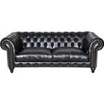 3A Mobilya Class Black Leather Chesterfield