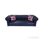 3A Mobilya Dark Blue Leather Chesterield