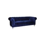 3A Mobilya Dark Blue Velvet Chesterfield 230X90X80 CM