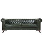 3A Mobilya Green Leather Chesterfield