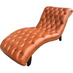 3A Mobilya Hakiki Deri Daybed Dinlenme Koltuğu - Turuncu
