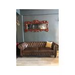 3A Mobilya Hakiki Deri Maya Kahve Chesterfield
