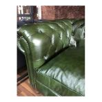 3A Mobilya Maya Yeşil Hakiki Deri Chesterfield