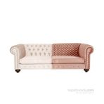 3A Mobilya Modern Örgü Pembe - Beyaz Chesterfield