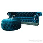 3A Mobilya Osmanlı Turkuazı Chesterfield ve Pufu