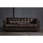 3A Mobilya Vintage Dark Brown Leather 3A Tuxedo Kanepe - Siyah