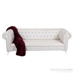 3A Mobilya White Leather Beyaz Chesterfield