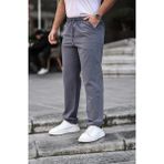 3A Moda Füme Renk Erkek Yazlık Keten Karışımı Relaxed Pantolon - 4XL