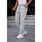 3A Moda Haki Renk Erkek Yazlık Keten Karışımı Relaxed Pantolon - Açık Krem - 5XL
