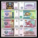 3Alp Koleksiyon Özbekistan 100-200-500-1.000 Som, 4 Lü Set , Eski Yabancı Kağıt Para
