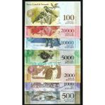 3Alp Koleksiyon Venezuela 500-1000-2000-5000-10000-20000-100000 Bolivar, 2016-2017, 7'li Eski Kağıt Para Seti