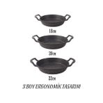 3'lü Döküm Sahan Seti, 3'lü Yumurta, Omlet Tavası, 3 Boy Döküm Siyah Granit Sahan Tava (22CM-20CM-18CM) - standart