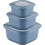 3'lü Microline Saklama Kabı Seti (600-1100-1800 Ml) - Hava Tahliye Kapağı ile Mikrodalgada Kapağı Kapalı Isıtma, Vakumlu, Sızdırmaz, Bpa Free, Silikon Kapaklı, Gıdaları Güvenle Saklayın (Mavi)