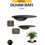 3Art Metal 2'Li Set Metal Duvar Rafı Siyah - Modern Minimal Dekoratif Raf