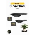 3Art Metal Dekorasyon Tic.Ltd.Şti 2'li Set Metal Duvar Rafı Siyah - Modern Minimal Dekoratif Raf
