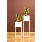 3art Metal Dekoratif Metal Ayaklı Çiçek Saksı - 2'li Set Saksılık Stand