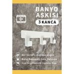 3Art Metal Demir Banyo Askısı - Duvara Monte Havlu ve Elbise Askısı 4 Kancalı - Beyaz - 3 Kanca