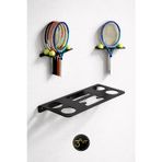 3art Metal Duvar Tipi Tenis Raketi Askılığı - Top Tutuculu Spor Ekipman Rafı - Duvar Organizer