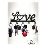 3Art Metal Love Yazılı Dekoratif Metal Anahtarlık - Metal Elbise Askısı - Banyo Askısı - Portmanto