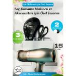 3Art Metal Metal Fön Makinesi ve Aparat Standı - Kuaför & Ev Kullanımı - Beyaz