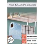 3Art Metal Metal Kağıt Havluluk Mutfak Düzenleyici - Peçetelik - Banyo Askısı - Dolap Içi Düzenleyici - Beyaz
