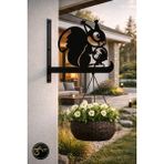 3Art Metal Metal Saksı Askılığı - Duvar Tipi Dekoratif Çiçek Askısı - Sincap Figürlü