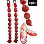 3b Kids Kırmızı ışıklı Bubble Saç +Kırmızı Babet Seti 29 Ekim 23 Nisan Yılbası Gösteri Parti Davet Düğün