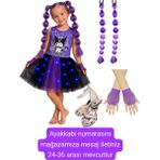 3b Kids Kuromi Işıklı Penye Kostüm Elbise Kuromi Peruk Saç Kuromi Topuklu Ayakkabı Mor Eldiven Seti Doğum Günü Parti - 3 - 4 Yaş