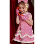 3b Kids Payetli Pembe Kostüm Pembe Elbise Doğum Günü Elbise Yılbaşı Düğün Davet Eldiven Bandana - 3 - 4 Yaş