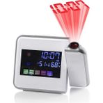3C Store LCD Dijital Projeksiyon Çalar Saat Sıcaklık Termometre Nem Higrometre Masa LED Zaman Projektör Masa Saati (Yurt Dışından) - Beyaz
