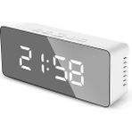 3C Store LED Ayna Dijital Çalar Saat Gece Işıkları Termometre Duvar Saatleri Lamba Kare Dikdörtgen Çok Fonksiyonlu Masa Saati Usb/aaa (Yurt Dışından) - Beyaz