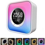 3C Store LED Bluetooth Çalar Renkli Saat Saat Rgb Ayarlanabilir Masa Gece Lambası Fm Radyo ile Ev Yatak Odası Içın Dijital Duvar Saati (Yurt Dışından) - Beyaz