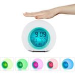 3C Store Renkli Parlayan Arka Işık Yuvarlak LED Çalar Saat Termometre Takvim Ekran Uyandırma Elektronik Saat Çocuklar Içın Çocuk (Yurt Dışından) - Beyaz
