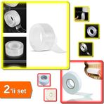 3CM x 2M Şeffaf Nano Silikon Jel Bant + 19MM x 5M Çift Taraflı Köpük Yapıştırıcı Bant - 2li Set PAN8