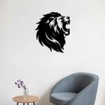 3D Aslan Kafası Duvar Sanatı Dekoru, Siyah Metal Duvar Heykeli, Modern Ev Dekorasyonu (27,5X 23,6 (70X60 CM))