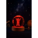 3D Astronot Küre Kristal Led Gece Lambası – Usb'li Ahşap Standlı Led Masa - Gece Lambası Rgb Led