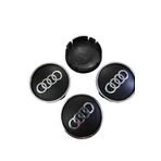 3D Audi Kabartma Geçme Jant Göbeği Gri 4'lü 60mm-55mm