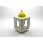 3D Baskı Camii Tasarımlı Mumluk, Kubbe ve Hilal Detaylı, Beyaz, Tealight Mum Uyumlu, Ramazan Dekorasyon