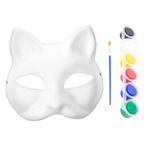 3D Baskı Kedi Maskesi – 6’lı Boya Seti ve Fırça Dahil DIY Boyama Maskesi
