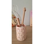 3D Baskı Zamanı Tavşan Desenli Mutfak Organizer – 3D Baskı Kaşıklık & Fırçalık – Dekoratif Masa Üstü Düzenleyici – Sevimli Tasarım