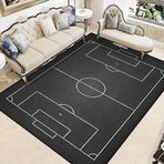 3D Baskılı Futbol Sahası Halısı, Yumuşak Dokunuşlu Kaymaz Halı, Oturma Odası, Yatak Odası ve Mutfak için Kolay Temizlenen Zemin Paspası - 160 x 230 cm