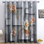 3D Çiçek Değerli Taş Desenli Gri Karartma Perdeleri - Oturma Odası Yatak Odası Çocuk Odası ve Ofis için Termal Kuşgözü Perdeler - 160 cm G x 182 cm U (2 Panel) - Şık Ev Dekorasyonu