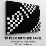 3D Dıffuzer Akustik Panel BeyazAkustik sunnger üzerine yapılan ahşap modifiyesiyle ürün muhteşem bir akustik düzenleme ve dekor saglamaktadir