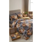 3D Dijital Baskılı Çift Kişilik Pamuklu Nevresim Takımı - Sonbahar Çiçekleri - Antrasit - Sarı - 200 x 220 cm