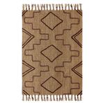 3D ELSE HALI Else Kahverengi Etnik Kara Tezgah Desenli Yıkanabilir Saçaklı Yolluk Kilim Tks-7