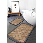 3D ELSE HALI Hasır Sisal Jüt Desenli Yıkanabilir Kaymaz Taban 2li Banyo Halısı Paspas Klozet Takım Jtsbny-1