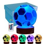 3D Futbol Gece Lambası, 16 Renkli LED Ahşap Tabanlı 3.1 inç Futbol Kristal Top Lambası, 3D Lazer Gravür Holografik Gece Lambası, Hediye Kutusu Ambalajı, Doğum Günü Futbol Oyuncak Ev Dekoru (Futbol)
