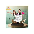 3D Hediye Dünyası Gelin damat kucakta karikatürlü biblo hediye 3d masa üstü biblo hediyesi